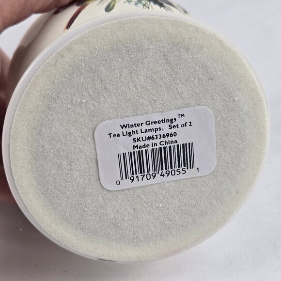 Lenox For The Holidays Winter Greetings Tea Light Lamps Set of 2 Porcelain IOB - Picture 8 of 15